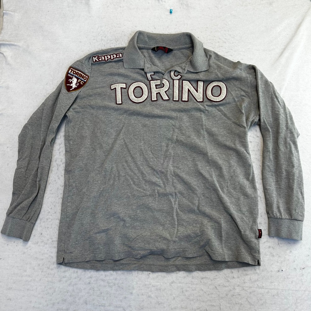Kappa Torino FC Long Sleeve Polo Shirt Mens XXXL Gray Soccer Football Gialloblu